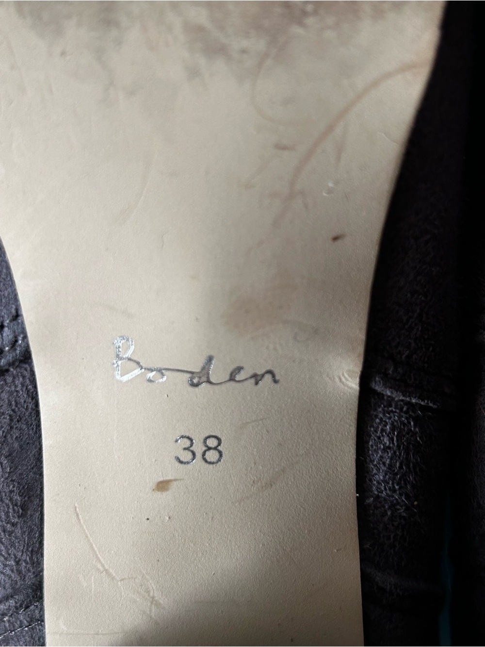 Knee High suede pull on stretch boots Grey Size 7.5 or 8 / 38 EU Boden - Picture 6 of 16